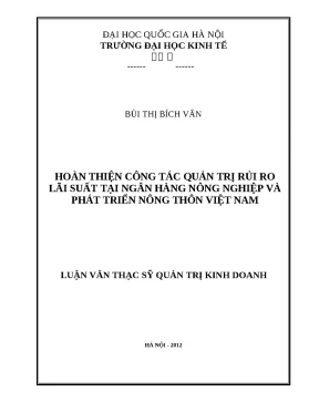 Quản trị rủi ro lãi suất tại Agribank: Luận văn thạc sĩ