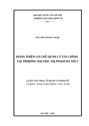 Hoàn thiện cơ chế quản lý tài chính ĐHSP Hà Nội 2
