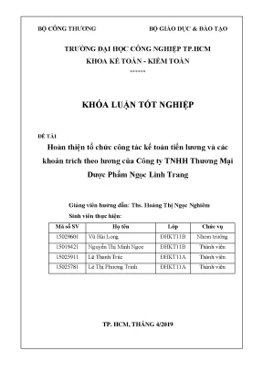 Cải tiến công tác kế toán tiền lương tại Công ty TNHH