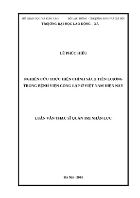 Nghiên cứu chính sách tiền lương tại bệnh viện công lập