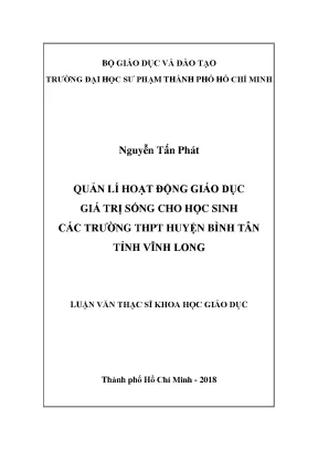 Quản lý giáo dục giá trị sống cho học sinh THPT huyện