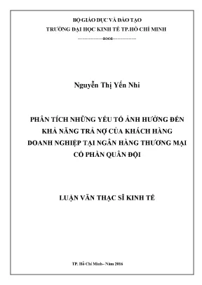 Phân Tích Yếu Tố Ảnh Hưởng Đến Khả Năng Trả Nợ Của Doanh
