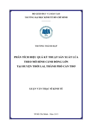 Phân Tích Hiệu Quả Kỹ Thuật Sản Xuất Lúa Theo Mô Hình