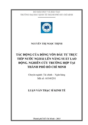 Tác Động Của Đầu Tư Nước Ngoài Đến Năng Suất Lao Động