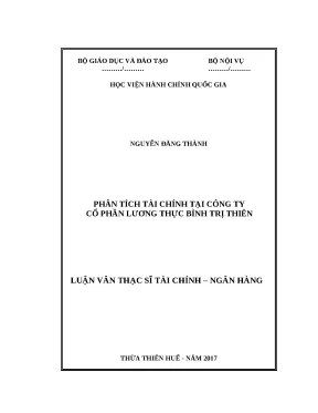 Luận văn Phân tích tài chính CTCP Lương thực Bình Trị Thiên