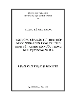 Tác động của FDI đến tăng trưởng kinh tế tại Đông Nam Á