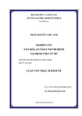 Luận văn: Văn hóa an toàn người bệnh tại BV Từ Dũ (UEH)