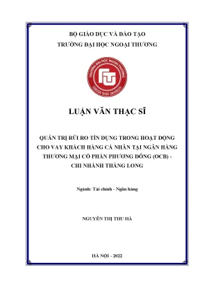Luận văn Quản trị rủi ro tín dụng cho vay cá nhân tại OCB
