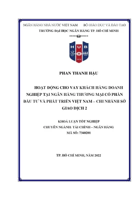 Hoạt động cho vay doanh nghiệp tại BIDV Sở Giao Dịch 2
