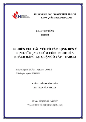 Yếu Tố Ảnh Hưởng Đến Ý Định Sử Dụng Xe Ôm Công Nghệ Tại
