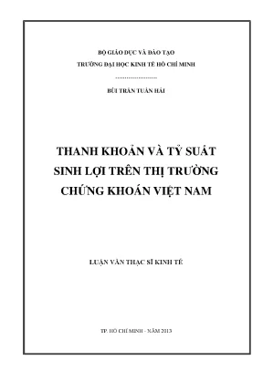 Luận văn: Thanh khoản và tỷ suất sinh lợi chứng khoán VN