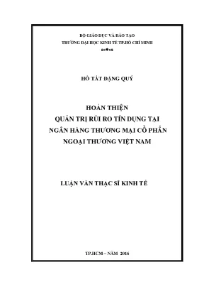 Hoàn thiện quản trị rủi ro tín dụng tại ngân hàng TMCP