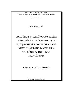 Luận văn: Hài lòng khách hàng với dịch vụ Wan Hai