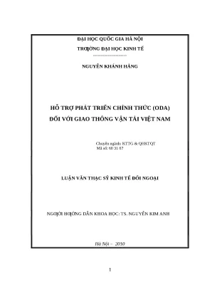 Hỗ trợ phát triển ODA cho giao thông vận tải Việt Nam