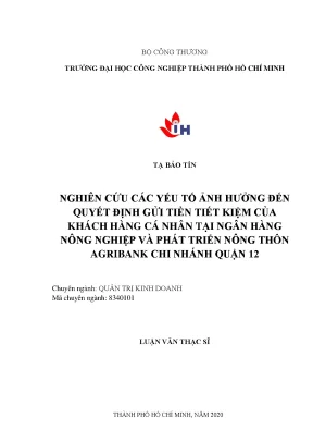 Yếu tố ảnh hưởng đến quyết định gửi tiền tiết kiệm tại