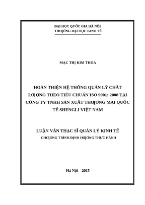 Hoàn thiện hệ thống quản lý chất lượng ISO 9001:2008 tại