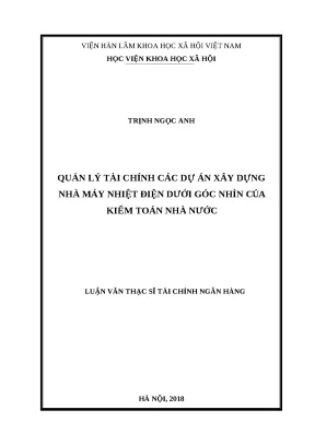 Luận văn: Quản lý tài chính dự án nhà máy nhiệt điện