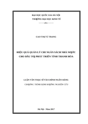 Quản lý chi ngân sách nhà nước hiệu quả cho đầu tư phát