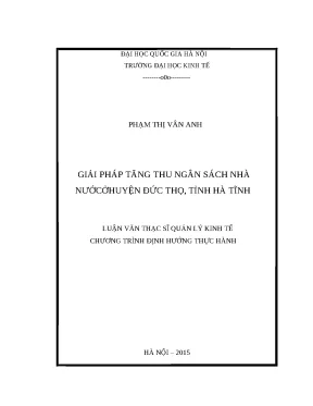 Luận văn: Tăng thu ngân sách nhà nước huyện Đức Thọ, Hà Tĩnh
