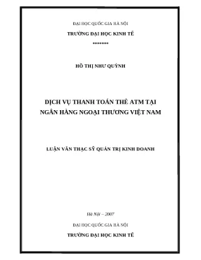 Dịch Vụ Thanh Toán Thẻ ATM Tại Ngân Hàng Ngoại Thương