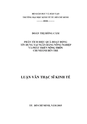 Luận văn hiệu quả tín dụng tại Agribank Bến Tre [UEH]