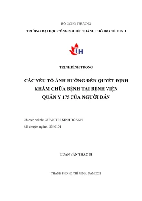 Yếu Tố Ảnh Hưởng Đến Quyết Định Khám Chữa Bệnh Tại Bệnh