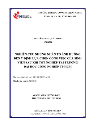 Nhân Tố Ảnh Hưởng Đến Lựa Chọn Công Việc Của Sinh Viên