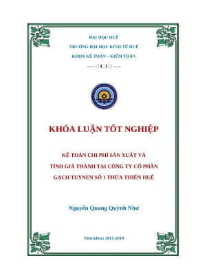Khóa luận: Kế toán chi phí và tính giá thành sản phẩm