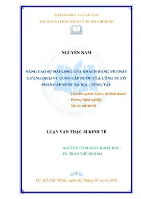 Nâng cao sự hài lòng khách hàng về dịch vụ cấp nước tại