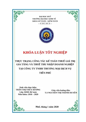 Công tác kế toán thuế GTGT và TNDN tại Công ty TNHH Tiến Phú