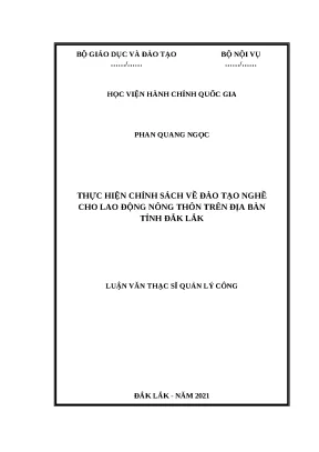 Đào Tạo Nghề Cho Lao Động Nông Thôn Tại Đắk Lắk: Chính