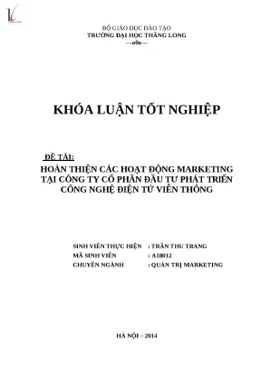 Hoàn thiện hoạt động marketing tại công ty công nghệ