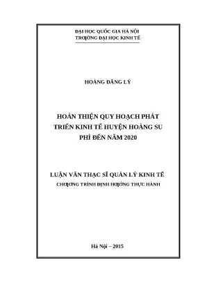Luận văn Thạc sĩ: Quy hoạch Phát triển Kinh tế Huyện