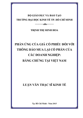 Phản ứng của giá cổ phiếu với thông báo mua lại cổ phần