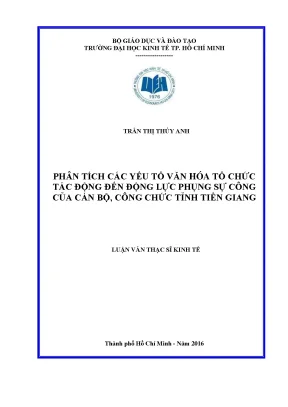 Văn hóa tổ chức & Động lực phụng sự công Tiền Giang