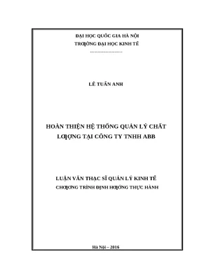 Luận văn: Quản lý chất lượng tại Công ty ABB (UEB)