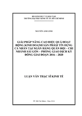 Giải pháp nâng cao hiệu quả kinh doanh sản phẩm tín dụng