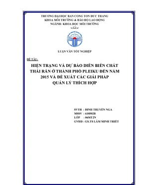Phân Tích Chất Thải Rắn Tại Thành Phố Pleiku Đến Năm 2015