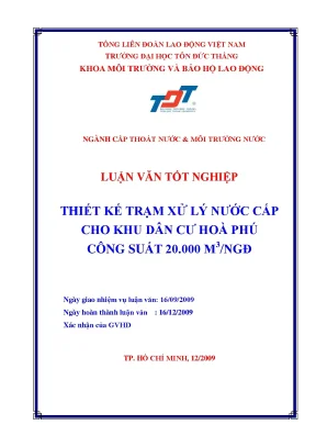 Thiết Kế Trạm Xử Lý Nước Cấp Cho Khu Dân Cư Hoà Phú