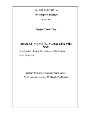 Quản Lý Nợ Nước Ngoài Tại Việt Nam: Thực Trạng và Giải Pháp