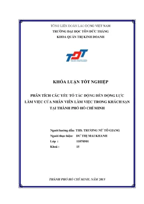 Phân Tích Động Lực Làm Việc Của Nhân Viên Khách Sạn Tại