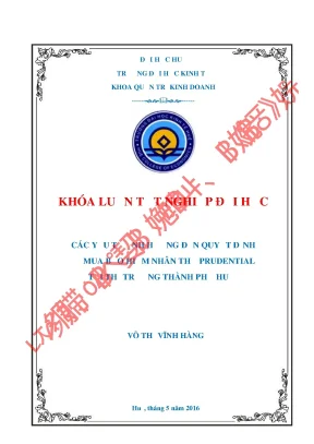 Các yếu tố quyết định mua bảo hiểm nhân thọ Prudential