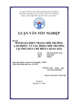 Đánh Giá Hiện Trạng Môi Trường Lao Động Tại Nhà Máy Chế 