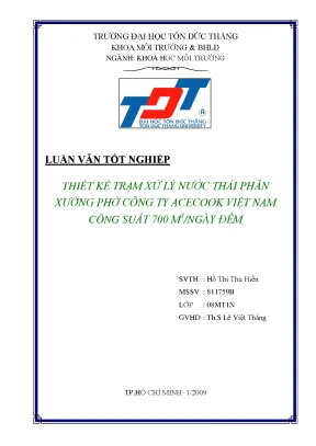 Thiết Kế Trạm Xử Lý Nước Thải Cho Công Ty Acecook Việt Nam