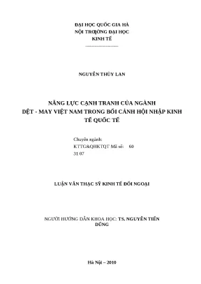 Năng Lực Cạnh Tranh Ngành Dệt May Việt Nam Trong Hội