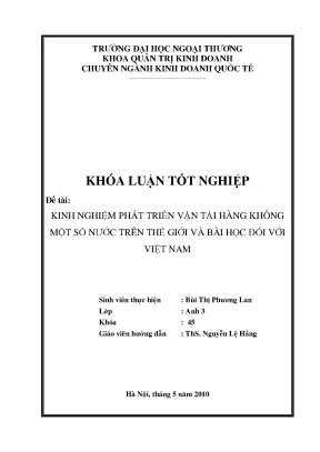 Kinh Nghiệm Phát Triển Vận Tải Hàng Không Thế Giới và