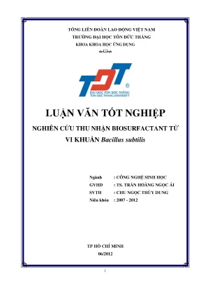 Nghiên cứu biosurfactant từ vi khuẩn Bacillus subtilis