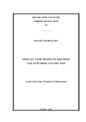 Năng lực cạnh tranh gạo xuất khẩu Việt Nam (Luận văn ThS)