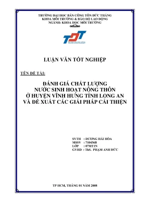 Đánh Giá Chất Lượng Nước Sinh Hoạt Nông Thôn Tại Huyện