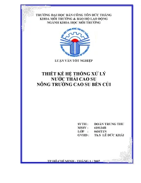 Thiết Kế Hệ Thống Xử Lý Nước Thải Cao Su Tại Nông Trường